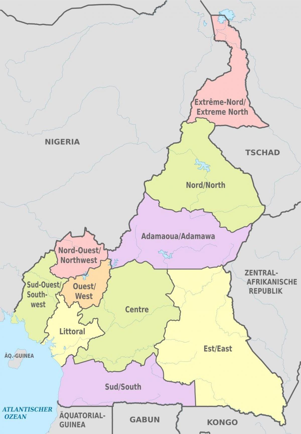 Mapa administrativní Kamerunu