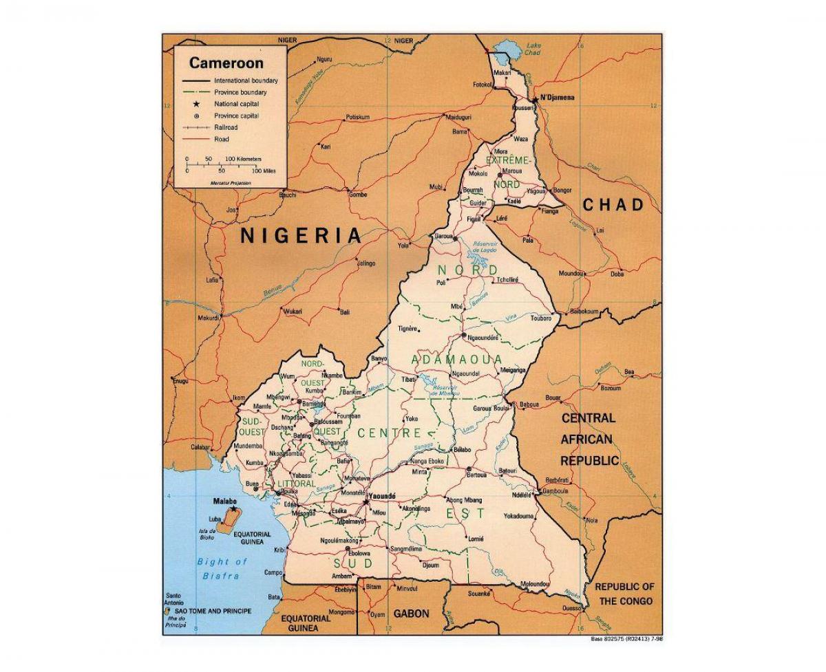 Mapa jižní Kamerun