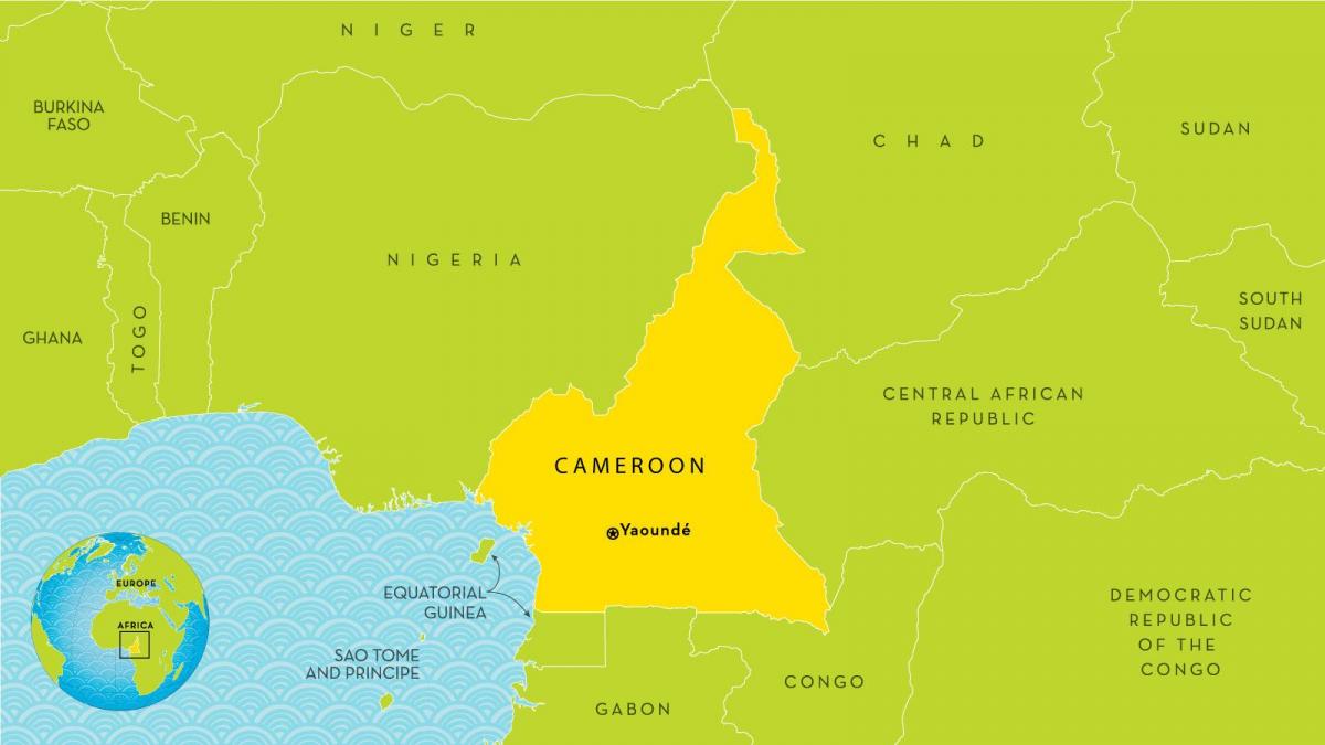 mapa z Kamerunu a okolních zemí