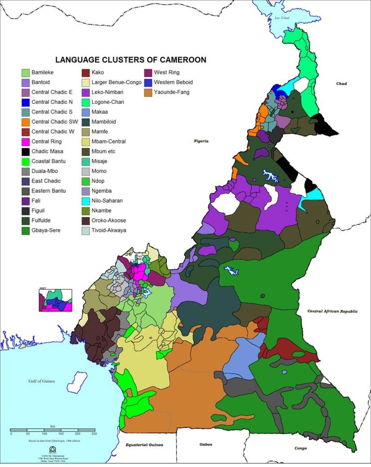 Mapa z Kamerunu jazyk