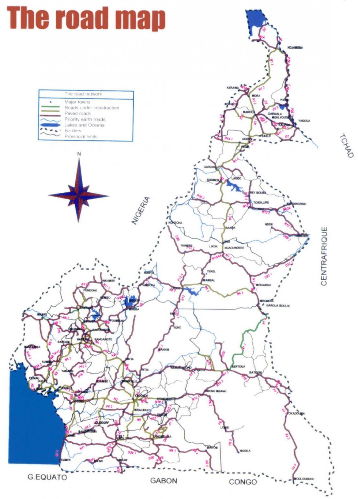 Mapa z Kamerunu silnici