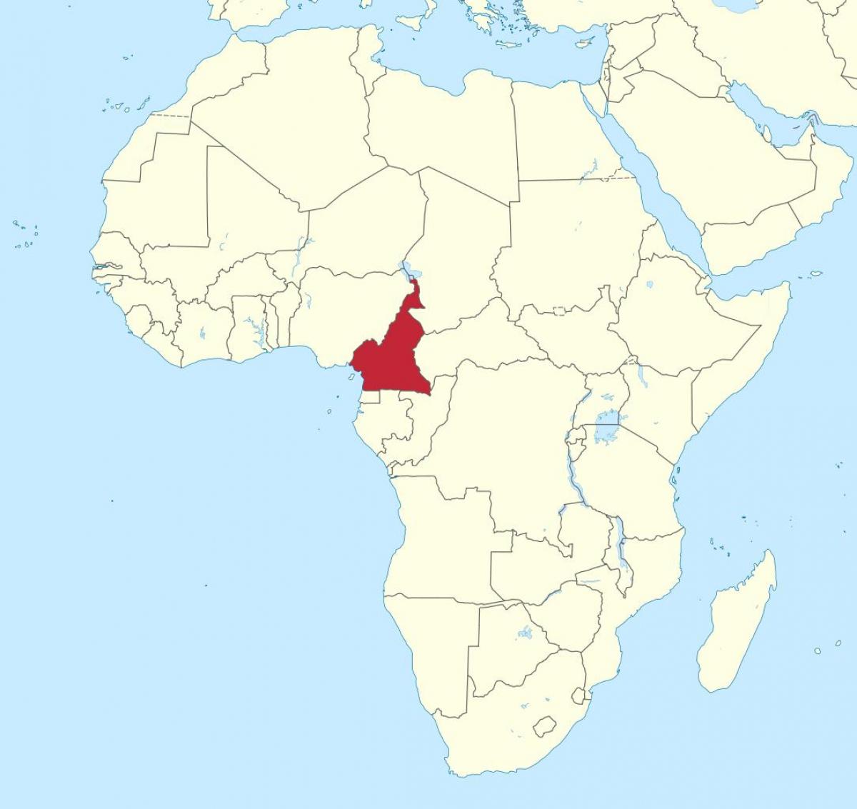 Mapa z Kamerunu, západní afrika