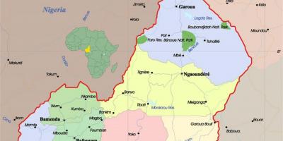 Kamerun mapa s městy