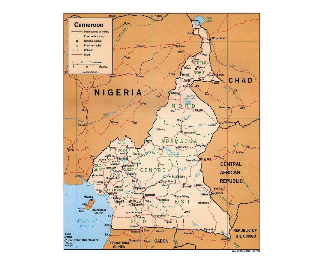 Mapa jižní Kamerun