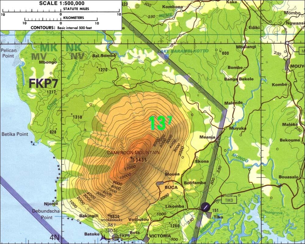 Kamerunské hory mapa