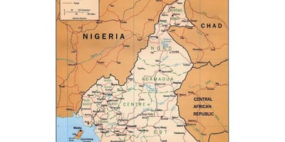 Mapa jižní Kamerun