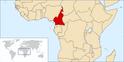 Kamerun umístění na mapě světa