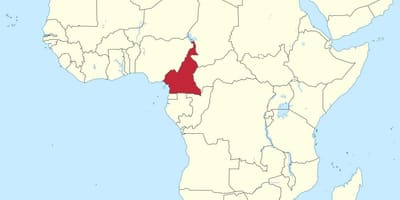 Mapa z Kamerunu, západní afrika